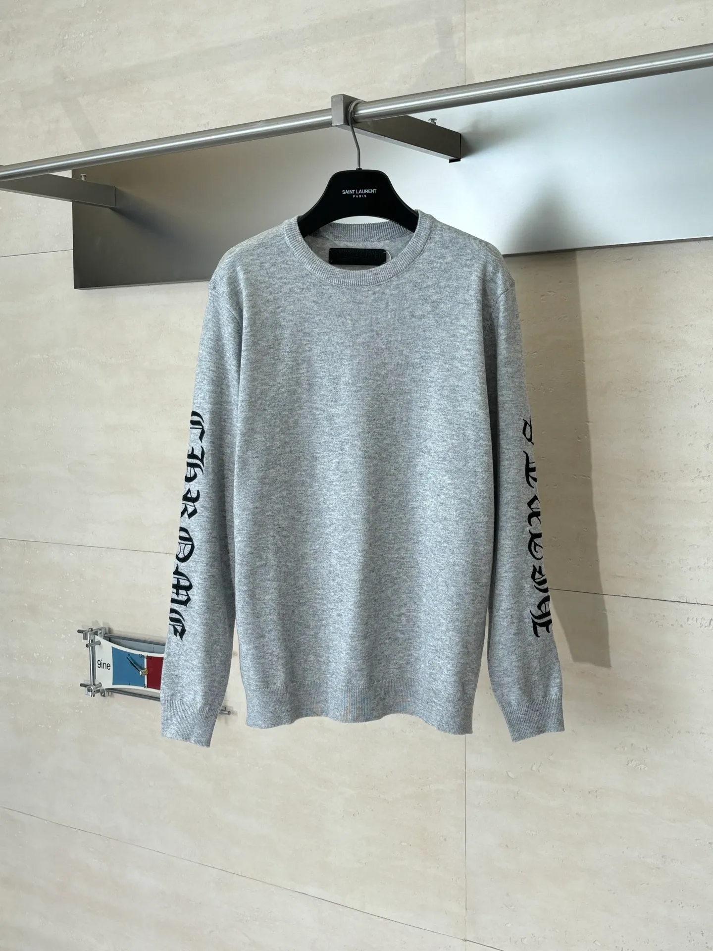P450 Chrome Hrate*/Chrome Heart SS26 Sanskrit letter jacquard wool knitted crew neck sweater Size: S/M/L/XL
